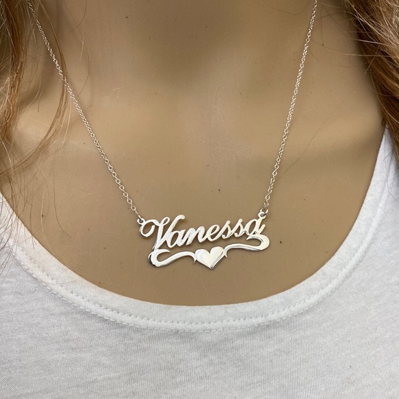 Element Shine Jewelry 925 Sterling Silver Name Plate Heart - Main Image